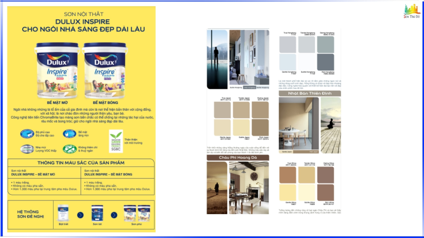 Bảng màu sơn trong nhà Dulux Inspire