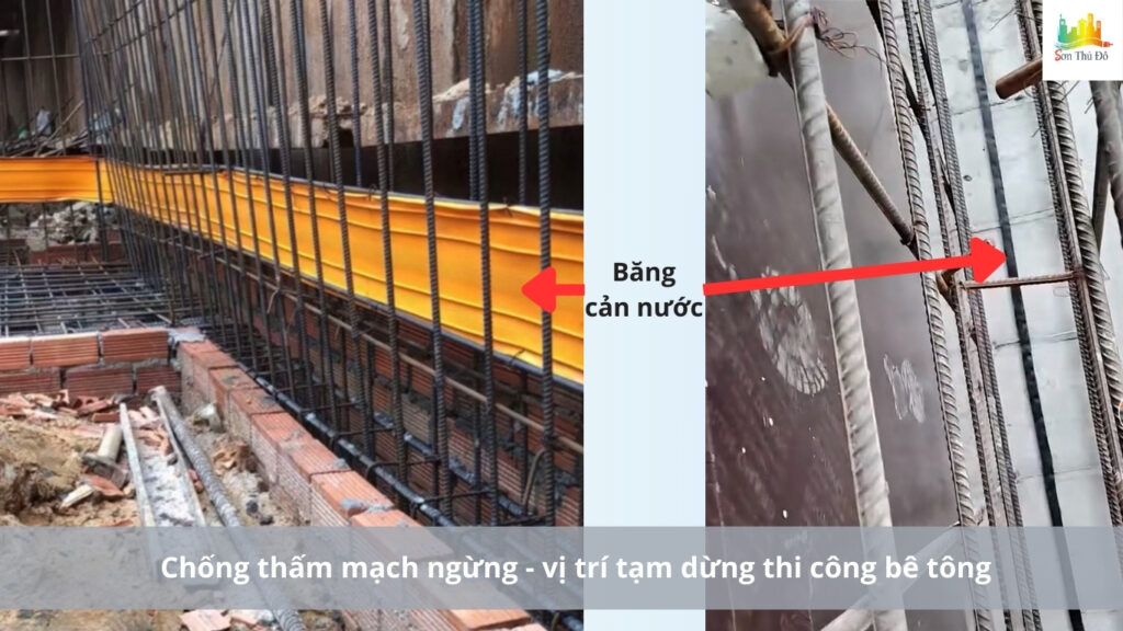 Vị trí lắp đặt băng cản nước chống thấm mạch dừng bê tông móng