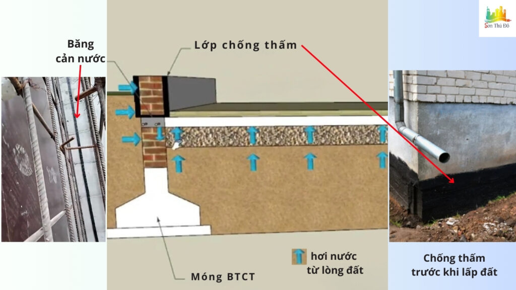 Thi công chống thấm móng tránh ẩm mốc chân tường